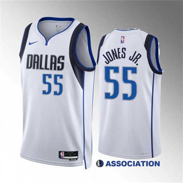 Men%27s Dallas Mavericks #55 Derrick Jones Jr White Association Edition Stitched Basketball Jersey Dzhi